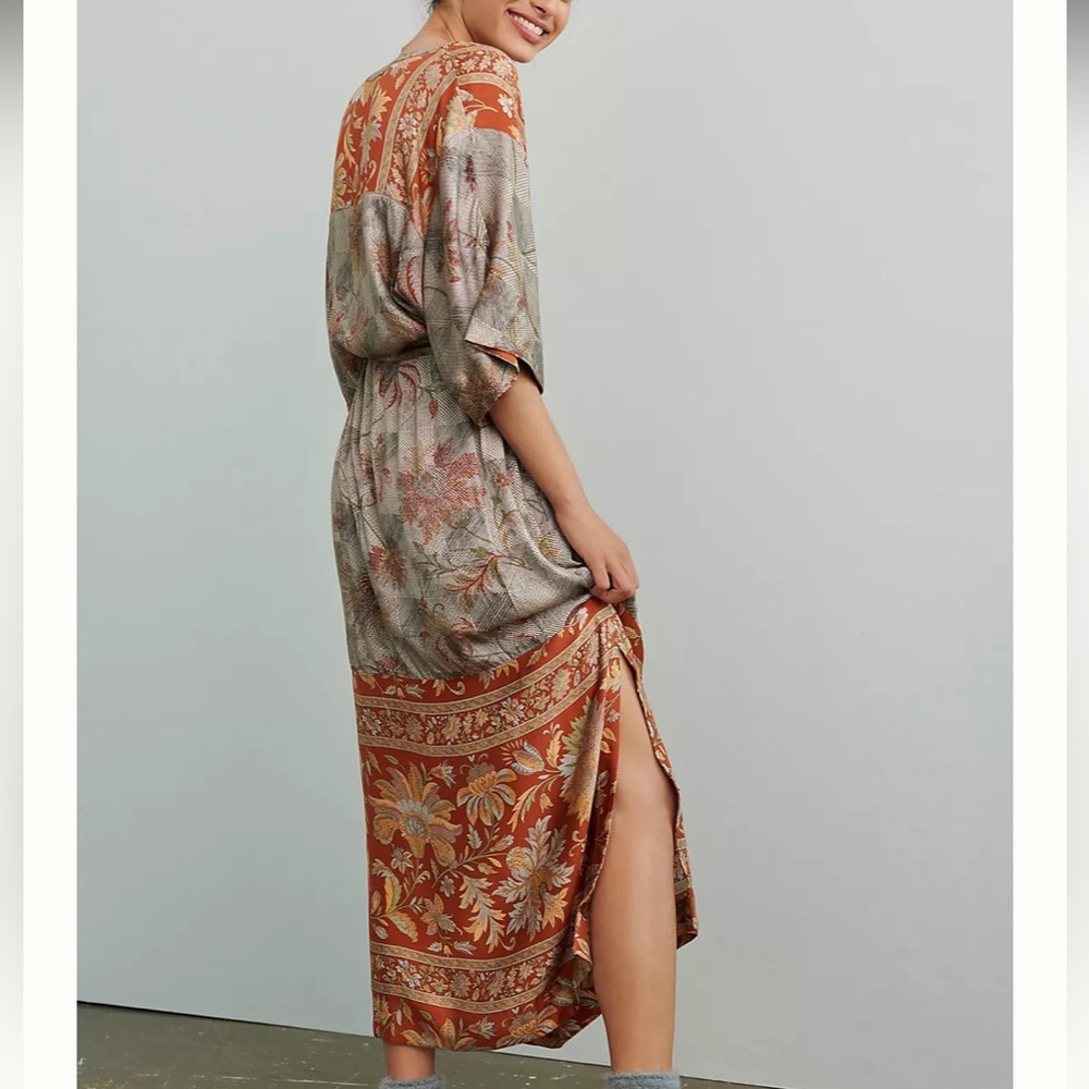 Anthropologie Orange and Gray Maxi Dress